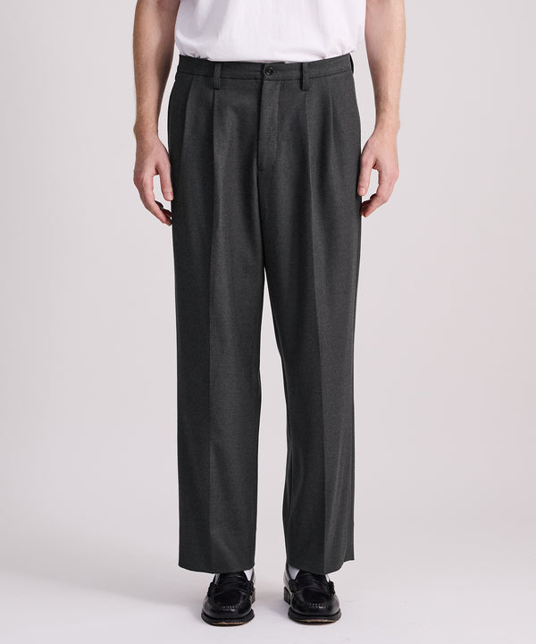 Saturdays New York City George Flannel Two Tuck Pant Charcoal