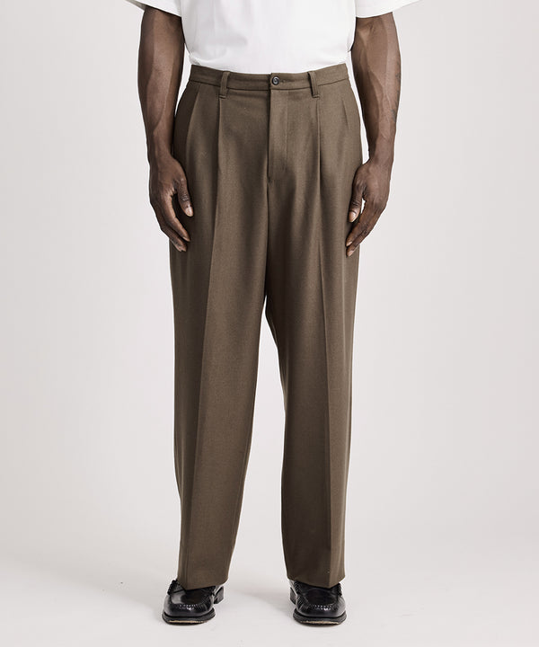 Saturdays New York City George Flannel Two Tuck Pant Olive Green