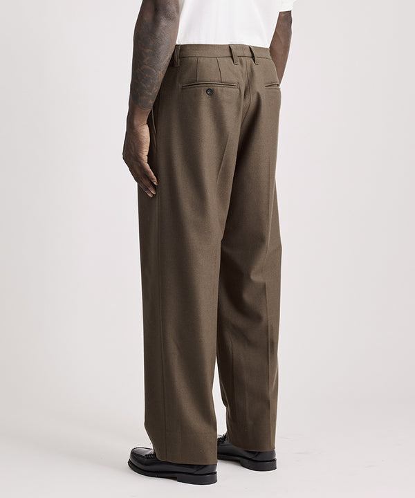Saturdays New York City George Flannel Two Tuck Pant Olive Green