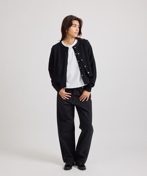 Saturdays New York City Halle Double Layer Cardigan Black