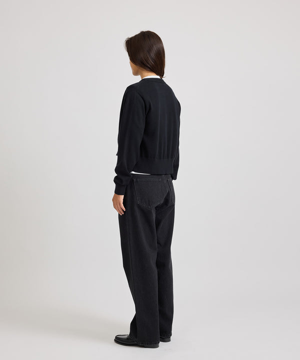 Saturdays New York City Halle Double Layer Cardigan Black