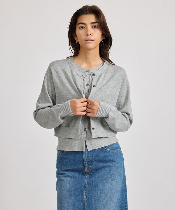 Saturdays New York City Halle Double Layer Cardigan Gray