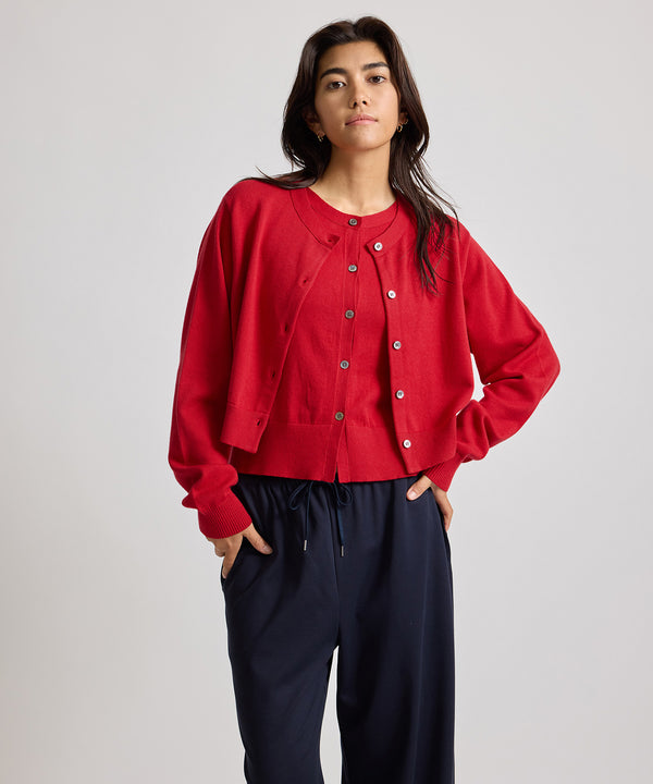 Saturdays New York City Halle Double Layer Cardigan Red