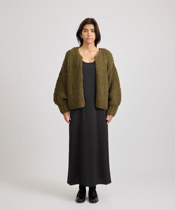 Saturdays New York City Halle Hand Woven Cardigan Olive Green