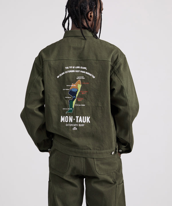 Saturdays New York City Harrison Chain Stitch Souvenir Jacket Olive Green