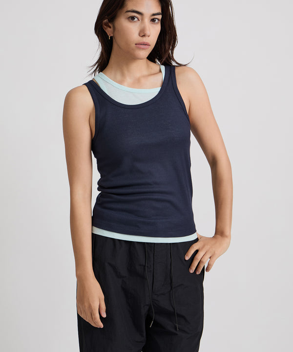 Saturdays New York City Lara Double Color Tank Top Blue