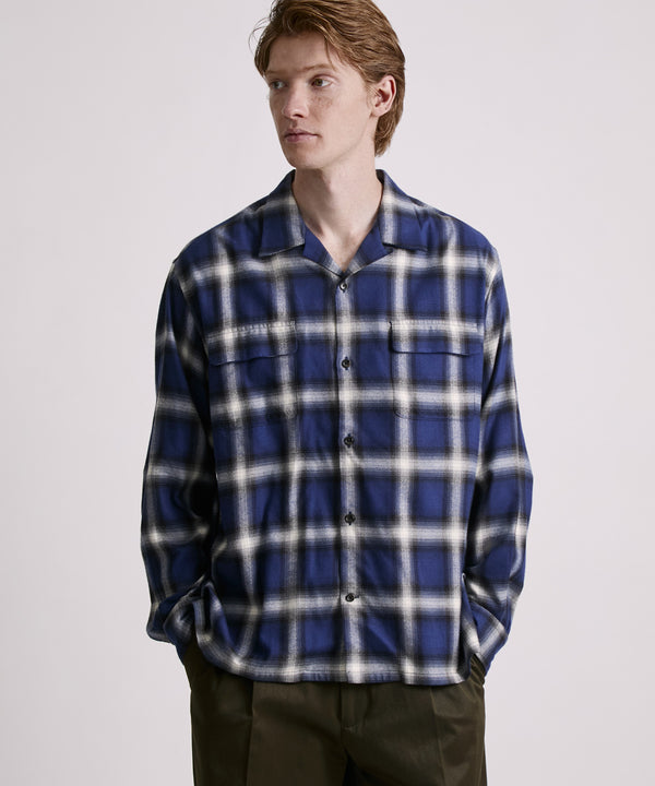 Saturdays New York City Marco Ombre Check Long Sleeve Shirt Blue