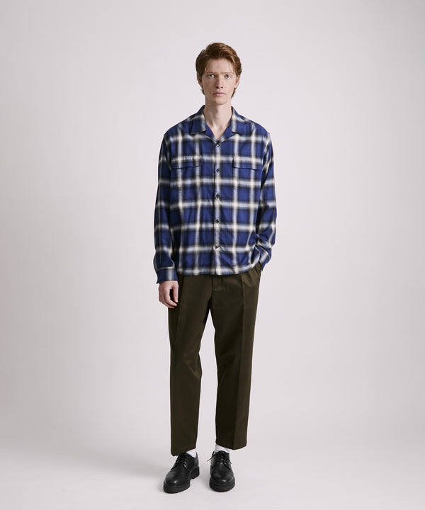 Saturdays New York City Marco Ombre Check Long Sleeve Shirt Blue