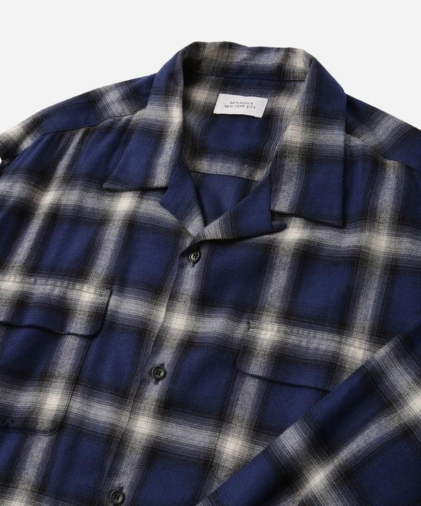Saturdays New York City Marco Ombre Check Long Sleeve Shirt Blue
