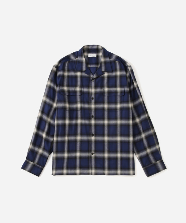saturdays new york city Marco Ombre Check Long Sleeve Shirt Blue
