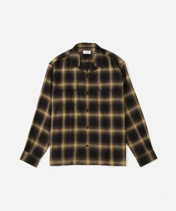 saturdays new york city Marco Ombre Check Long Sleeve Shirt Khaki