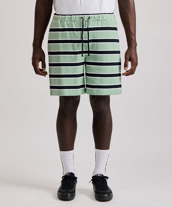 Saturdays New York City Mesh Border Stripe Shorts Light Green