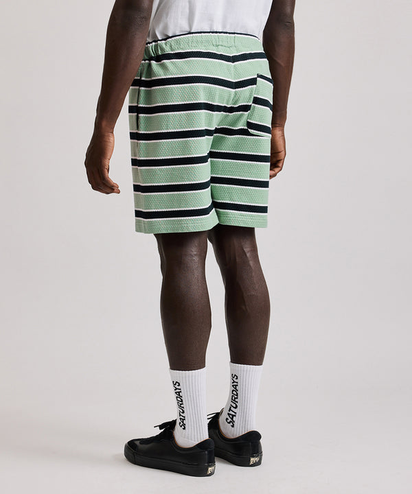 Saturdays New York City Mesh Border Stripe Shorts Light Green