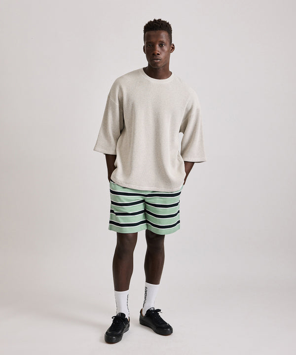 Saturdays New York City Mesh Border Stripe Shorts Light Green