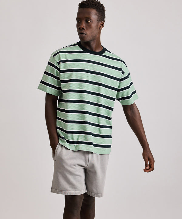 Saturdays New York City Mesh Stripe Short Sleeve Tee Light Green