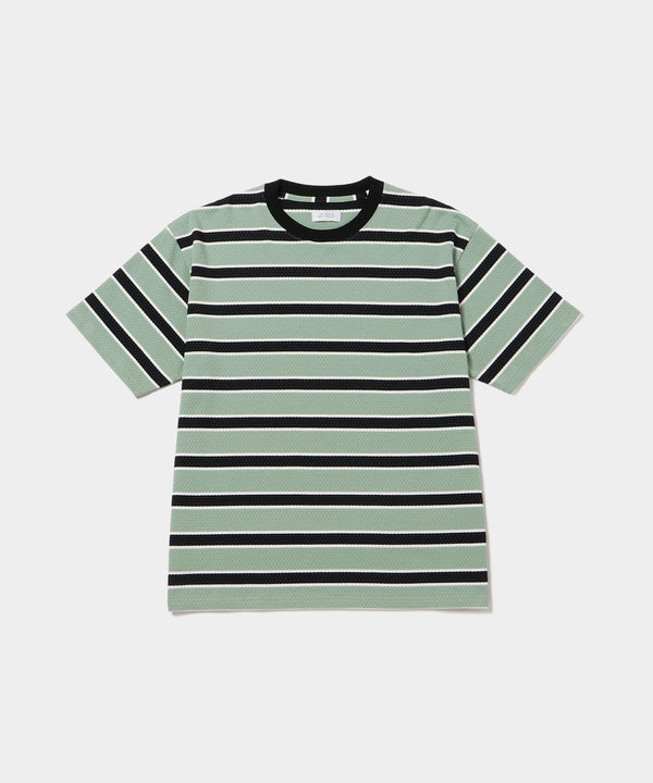 saturdays new york city Mesh Stripe Short Sleeve Tee Light Green