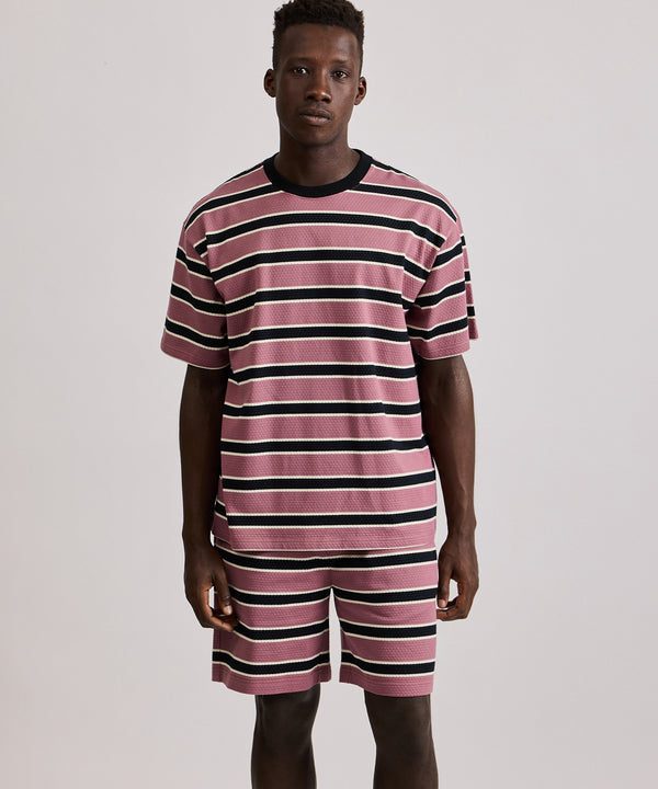 Saturdays New York City Mesh Stripe Short Sleeve Tee Purple