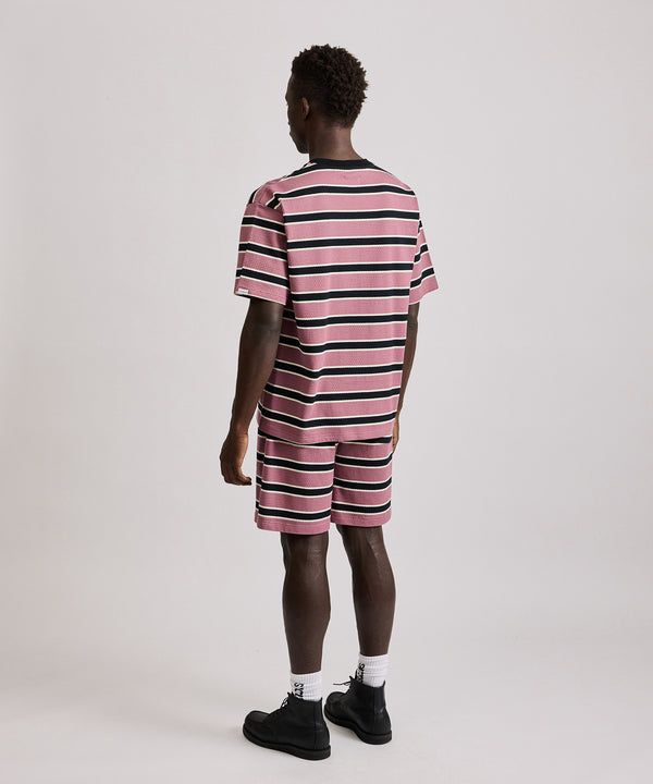 Saturdays New York City Mesh Stripe Short Sleeve Tee Purple