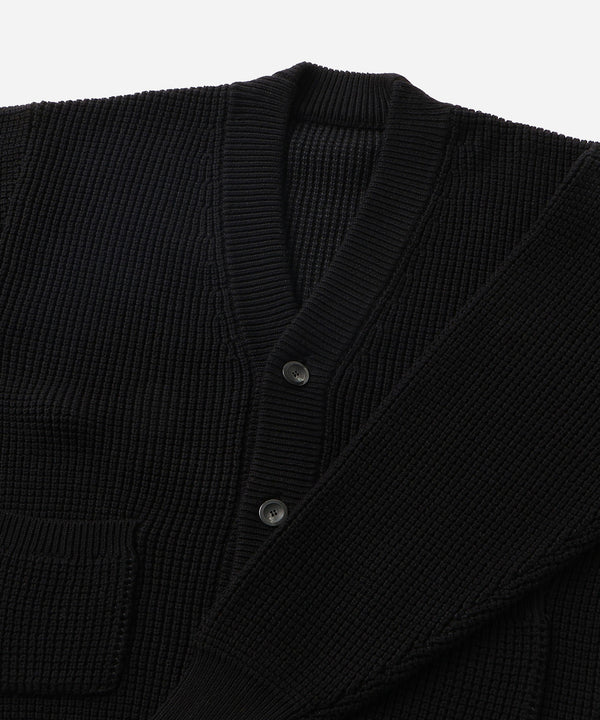 Saturdays New York City Michael Plaited Waffle Cardigan Black