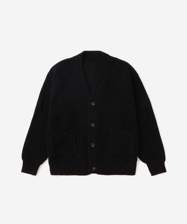 saturdays new york city Michael Plaited Waffle Cardigan Black