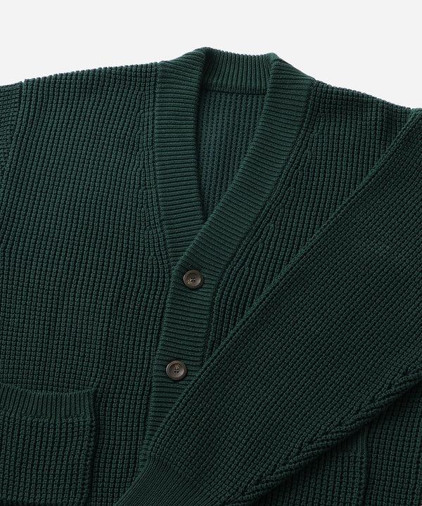 Saturdays New York City Michael Plaited Waffle Cardigan Green