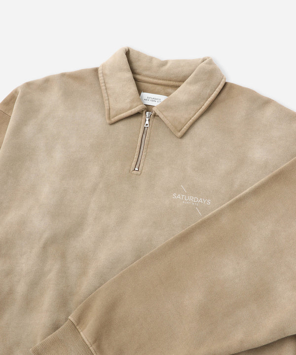 Saturdays New York City Mott Relaxed Quarter Zip Surf Sweatshirt Beige