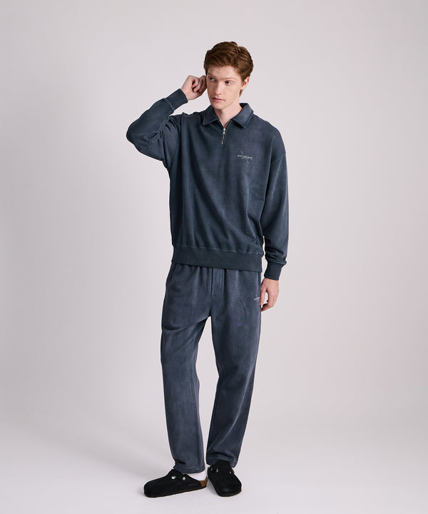 Saturdays New York City Mott Relaxed Quarter Zip Surf Sweatshirt Blue