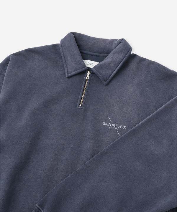Saturdays New York City Mott Relaxed Quarter Zip Surf Sweatshirt Blue