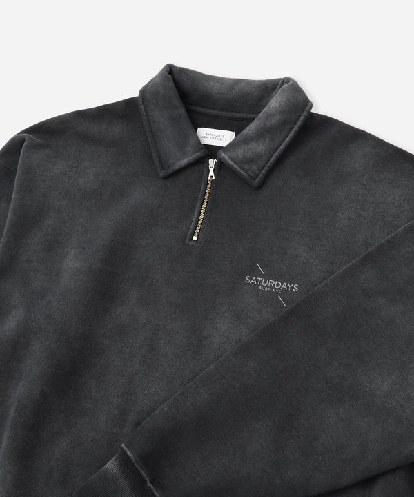 Saturdays New York City Mott Relaxed Quarter Zip Surf Sweatshirt Fade Black