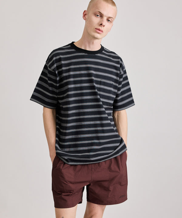 Saturdays New York City Multi Stripe Relaxed Short Sleeve Tee Black