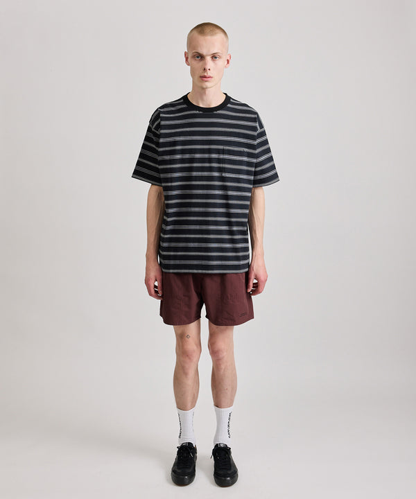 Saturdays New York City Multi Stripe Relaxed Short Sleeve Tee Black