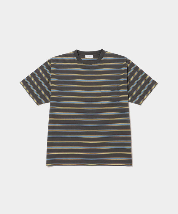 saturdays new york city Multi Stripe Relaxed Short Sleeve Tee Gray