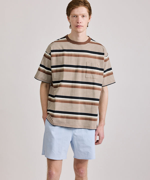 Saturdays New York City Multi Stripe Relaxed Short Sleeve Tee Ivory