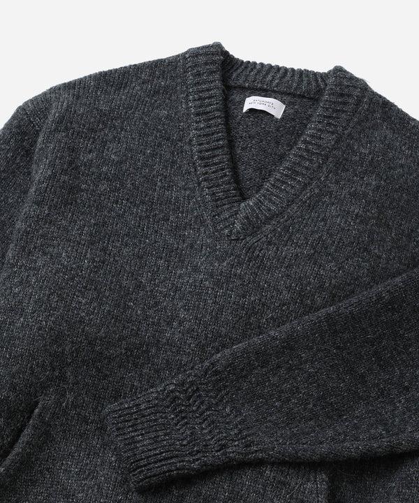 Saturdays New York City Nicholas Low Gage V Neck Sweater Charcoal