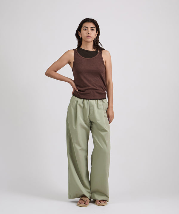 Saturdays New York City Palmetto Tuck Wide Pant Olive Green
