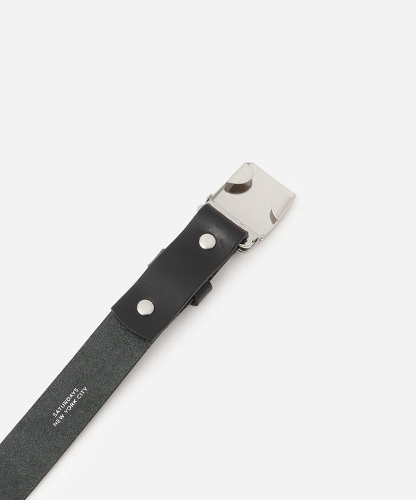 Saturdays New York City Buckle Leather Belt Black