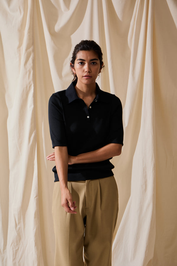 Saturdays New York City Devin Rib Poloshirt Black