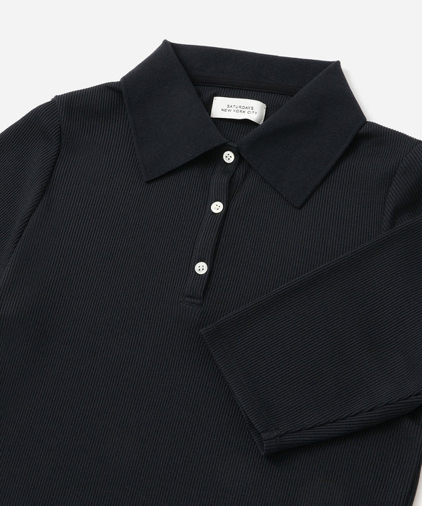 Saturdays New York City Devin Rib Poloshirt Black