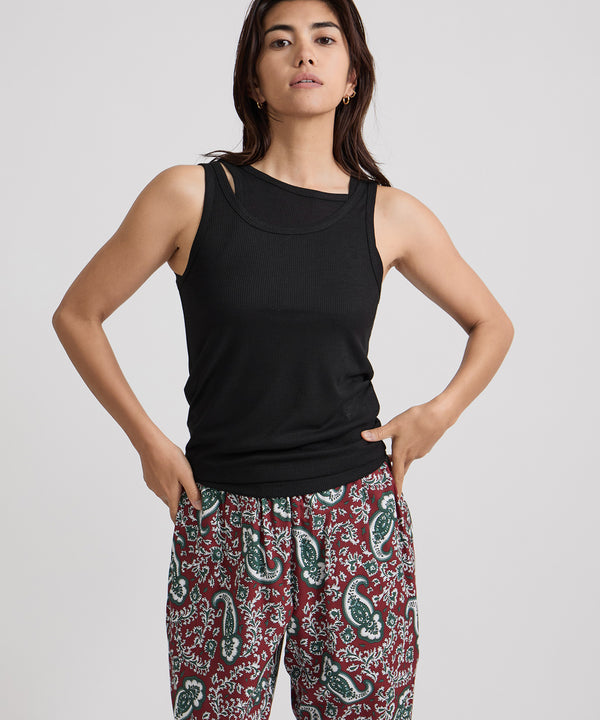 Saturdays New York City Lara Double Tank Top Black