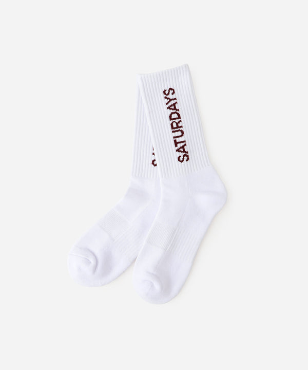 saturdays new york city Logo Sock White Burgundy