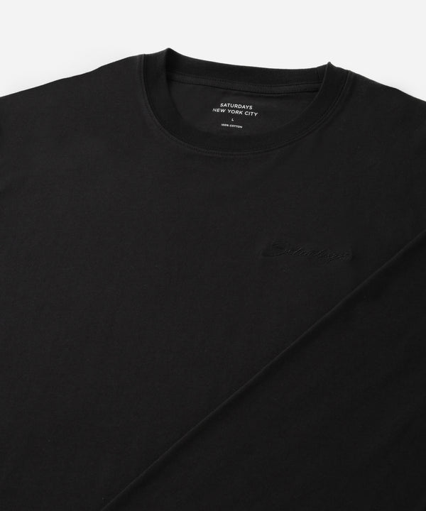 Saturdays New York City Script Embroidered Long Sleeve Tee Black
