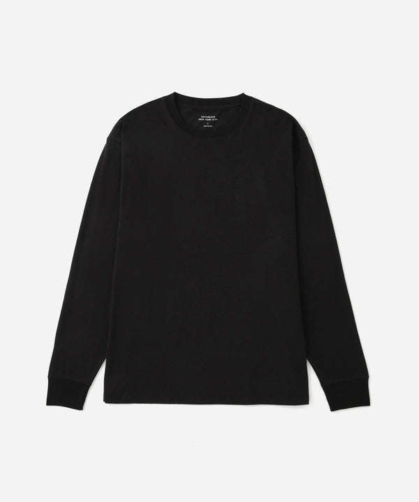 saturdays new york city Script Embroidered Long Sleeve Tee Black