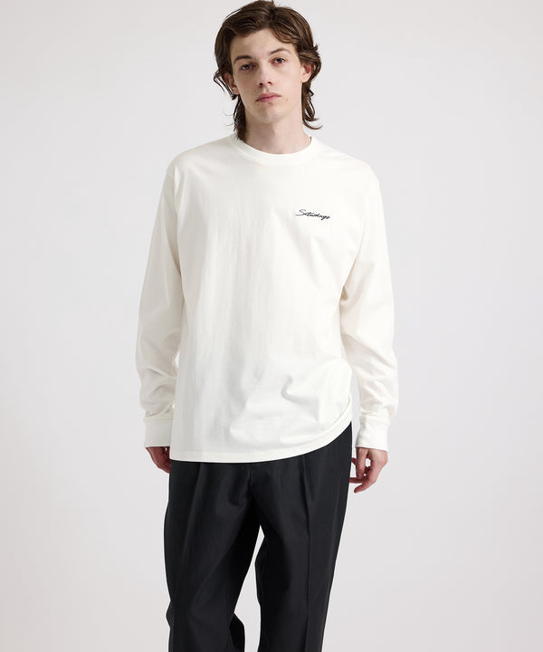 Saturdays New York City Script Embroidered Long Sleeve Tee White