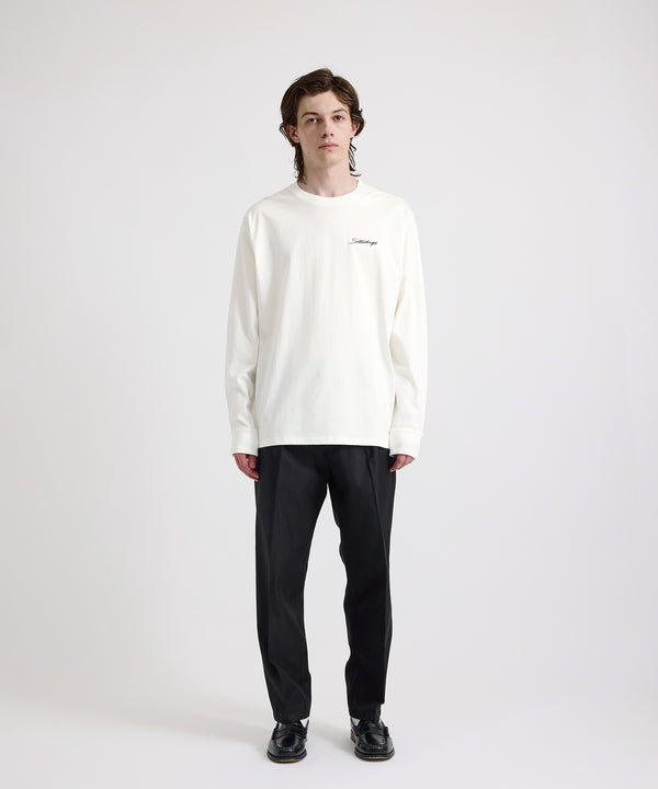 Saturdays New York City Script Embroidered Long Sleeve Tee White