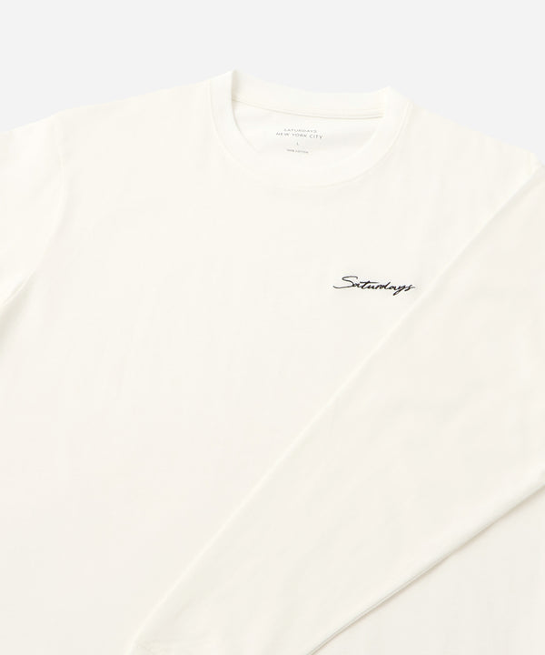 Saturdays New York City Script Embroidered Long Sleeve Tee White
