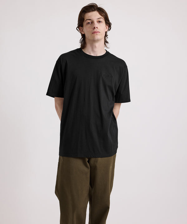 Saturdays New York City Script Embroidered Short Sleeve Tee Black