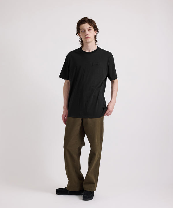 Saturdays New York City Script Embroidered Short Sleeve Tee Black