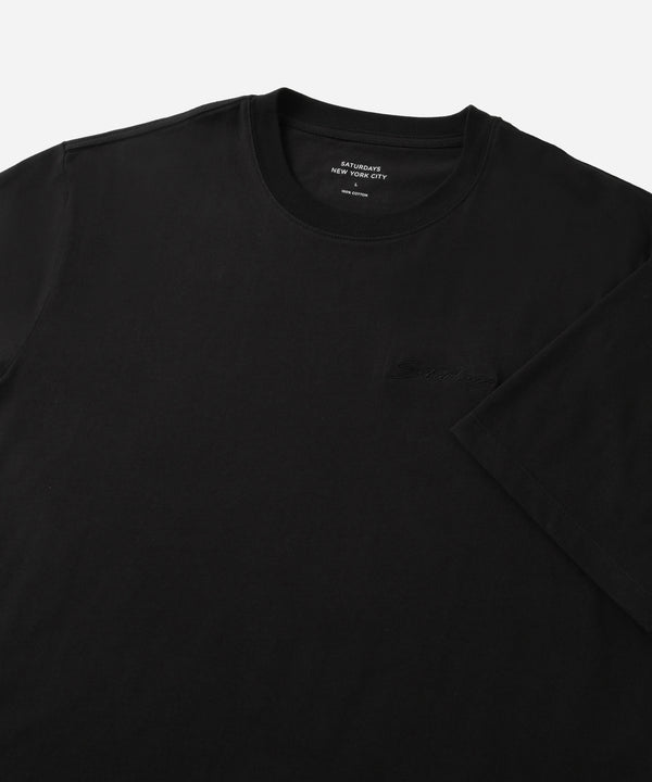 Saturdays New York City Script Embroidered Short Sleeve Tee Black