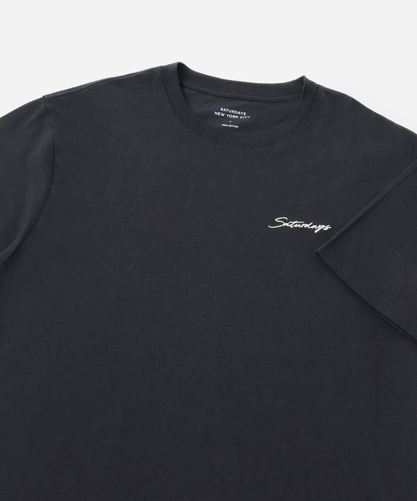 Saturdays New York City Script Embroidered Short Sleeve Tee Navy