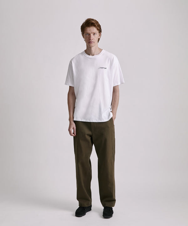 Saturdays New York City Script Embroidered Short Sleeve Tee White